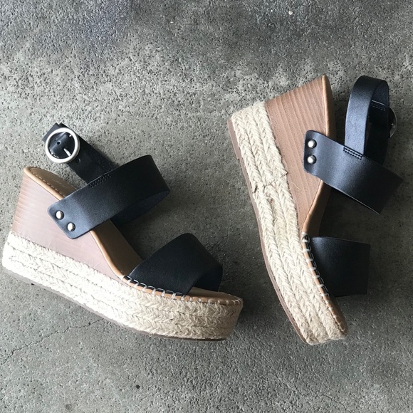 Soda Shoes Trip Black Espadrille Wedge - Picture 6 of 8